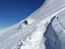 Julia Down skiing the powder off piste in Courchevel