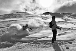 An off piste ski lesson in Meribel with lots of powder snow