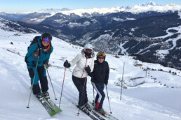 Skiers enjoying private ski lesson and guiding in Meribel